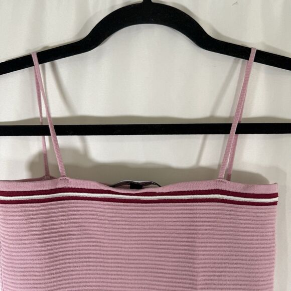 Lulu's Crop Top Women's Small Pink Striped Ribbed Stretch Pull On - Picture 6 of 6